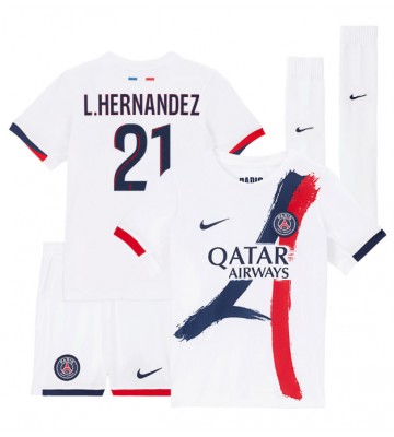 Paris Saint-Germain Lucas Hernandez #21 Segunda Equipación Niños 2025-26 Manga Corta (+ Pantalones cortos)
